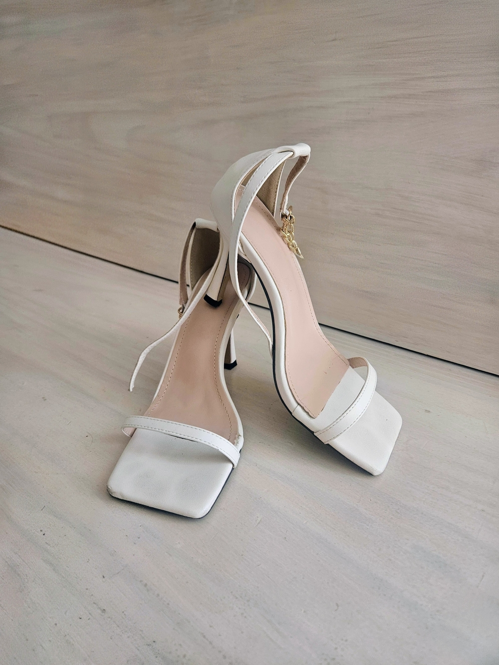 Elegant White Strappy Mid-Heel Sandals